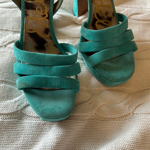 Sam Edelman ‘Taryn’ Chunky Sandal Heels in Turquoise size 9.5 - Picture 7 of 11